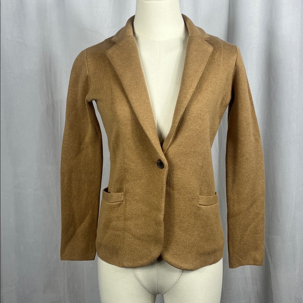 J. Crew Factory Schoolboy Sweater Blazer Cardigan in Camel Tan. - Picture 5 of 12